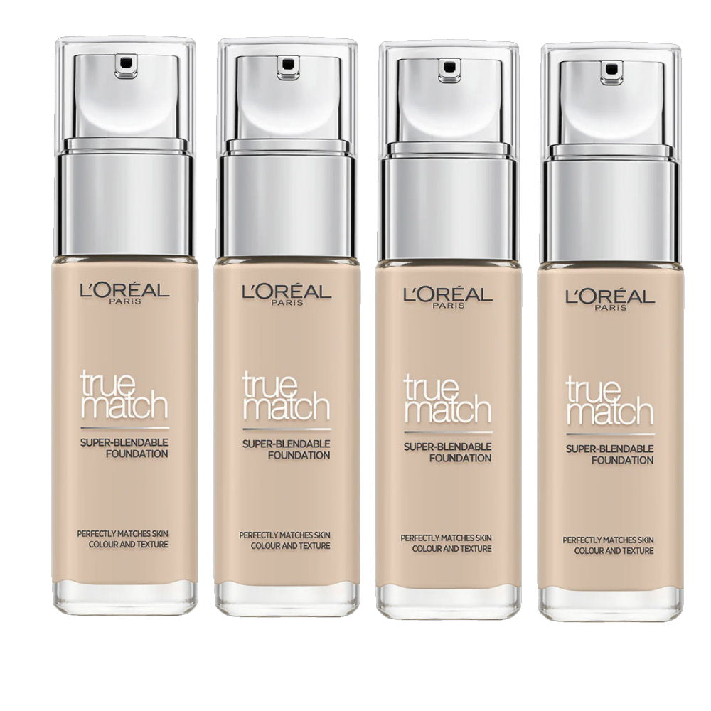 4x L'Oreal Paris True Match Super Blendable Liquid Foundation 30ml 1C Rose Ivory