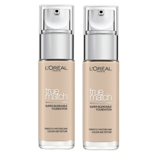 2x L'Oreal Paris True Match Super Blendable Liquid Foundation 30ml 1C Rose Ivory