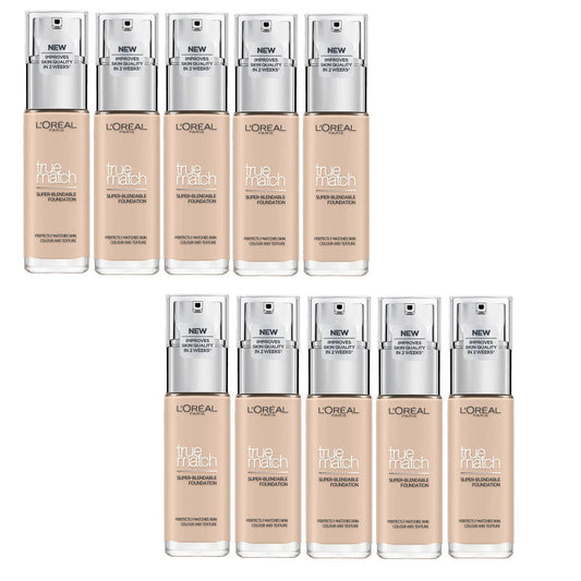 10x L'Oreal Paris True Match Super Blendable Liquid Foundation 30ml 2C Rose Vanilla