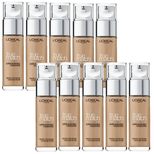 10x L'Oreal Paris True Match Super Blendable Liquid Foundation 30ml 5W Golden Sand