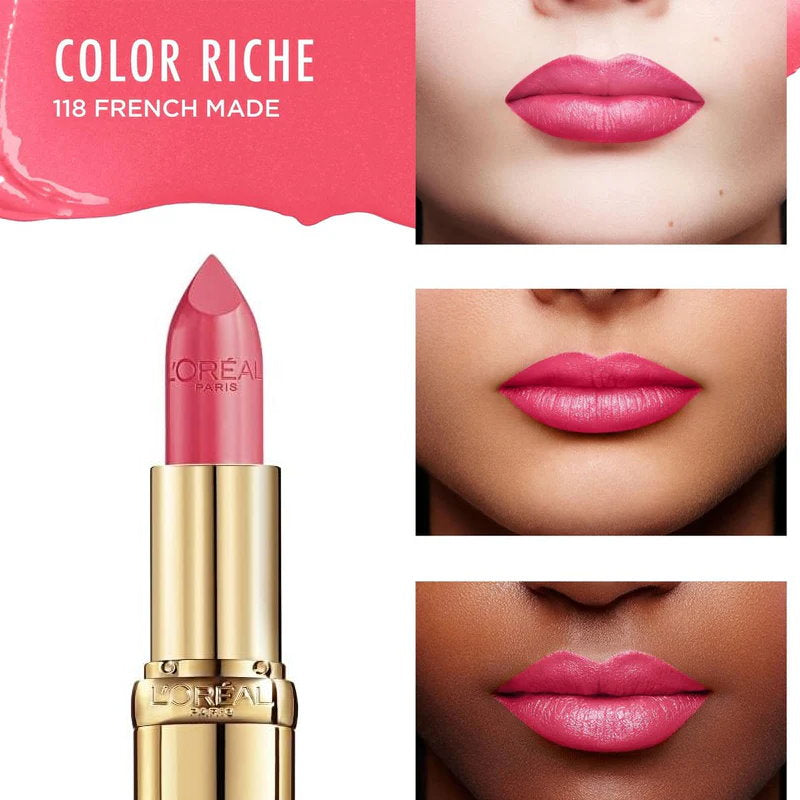 3x L'Oreal Paris Color Riche Satin Lipstick 118 French Made