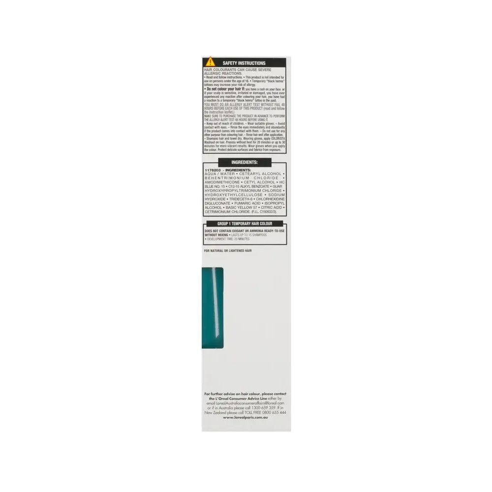 3x LOreal Paris Colorista Semi-Permanent Hair Colour Washout Turquoise - Green