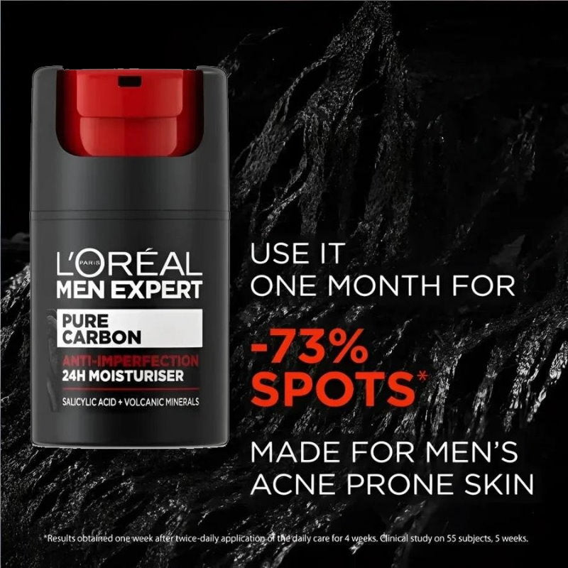 3x L'Oreal Paris Men Expert Pure Carbon Moisturiser 50ml
