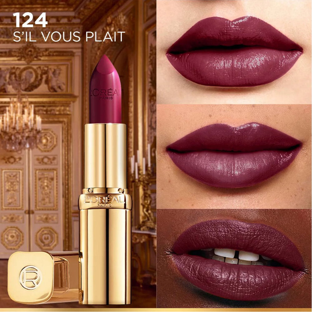 3x L'Oreal Paris Color Riche Satin Lipstick 124 S'il Vous Plait