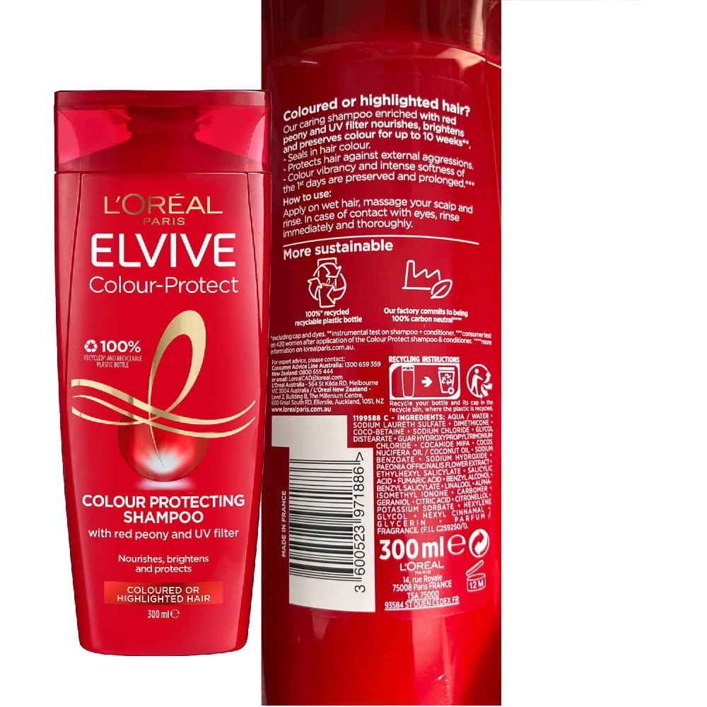 3x L'Oreal Paris Elvive Colour Protect Shampoo 300ml