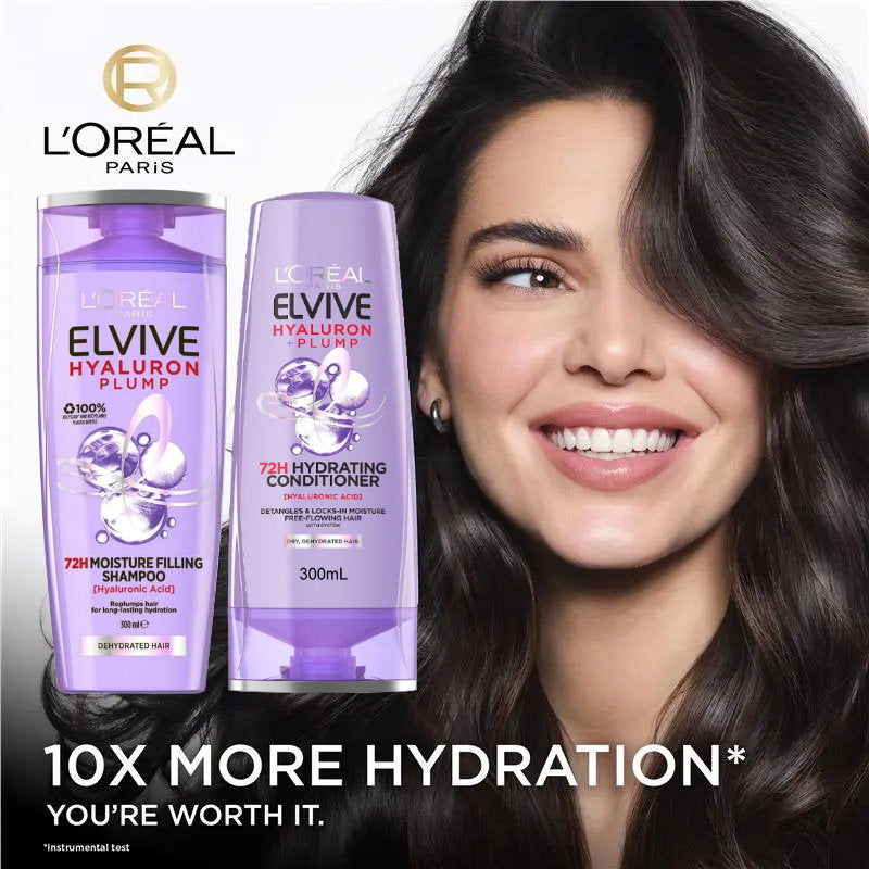 3x L'Oreal Paris Hyaluron Plump Conditioner Dehydrated Hair 300ml