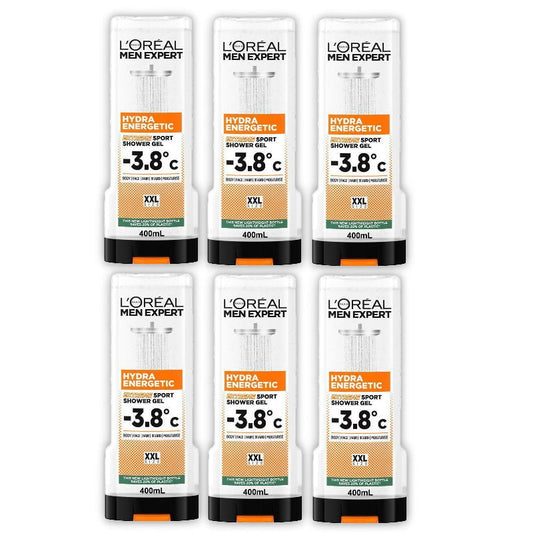 6x L'Oreal Men Expert Hydra Energetic Extreme Sport Shower Gel 400ml