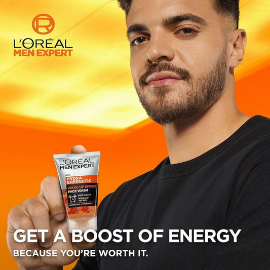 3x L'Oreal Men Expert Hydra Energetic Wake-Up Effect Face Wash 100ml