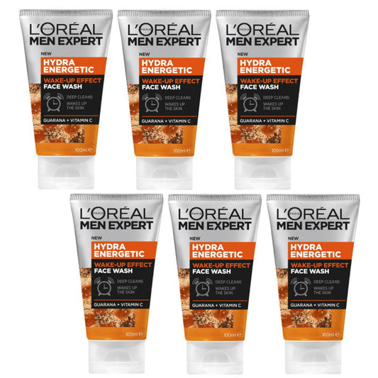 6x L'Oreal Men Expert Hydra Energetic Wake-Up Effect Face Wash 100ml