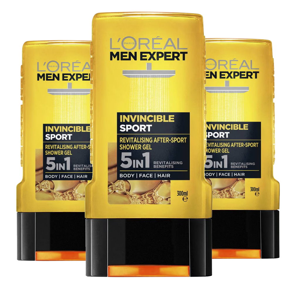 3x L'Oreal Men Expert Invincible Sport Shower Gel 300ml