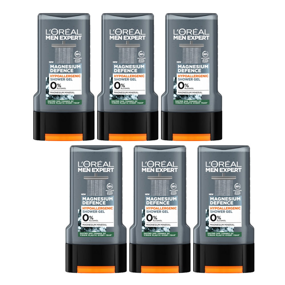 6x L’Oreal Men Expert Magnesium Defence Hypoallergenic Shower Gel 300ml