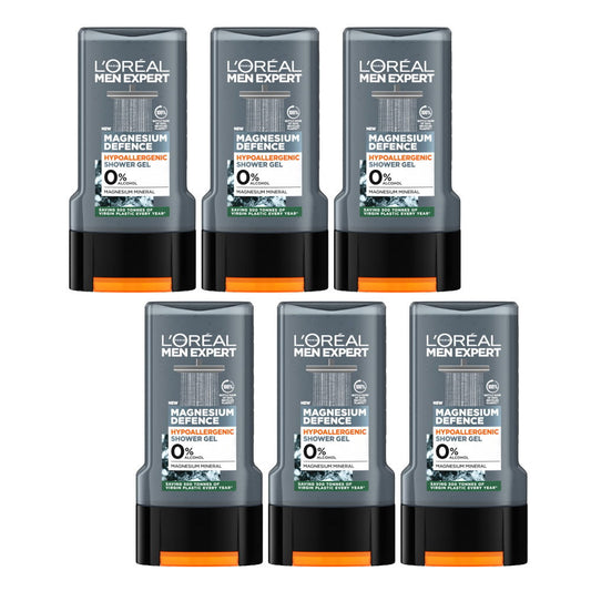 6x L’Oreal Men Expert Magnesium Defence Hypoallergenic Shower Gel 300ml