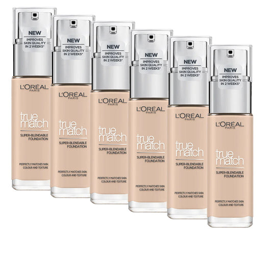 6x L'Oreal Paris True Match Super Blendable Liquid Foundation 30ml 2C Rose Vanilla