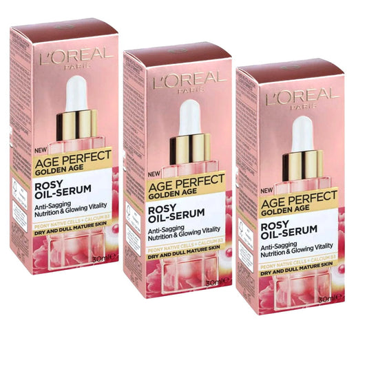 3x L'Oreal Paris Age Perfect Golden Age Rosy Oil-Serum 30mL