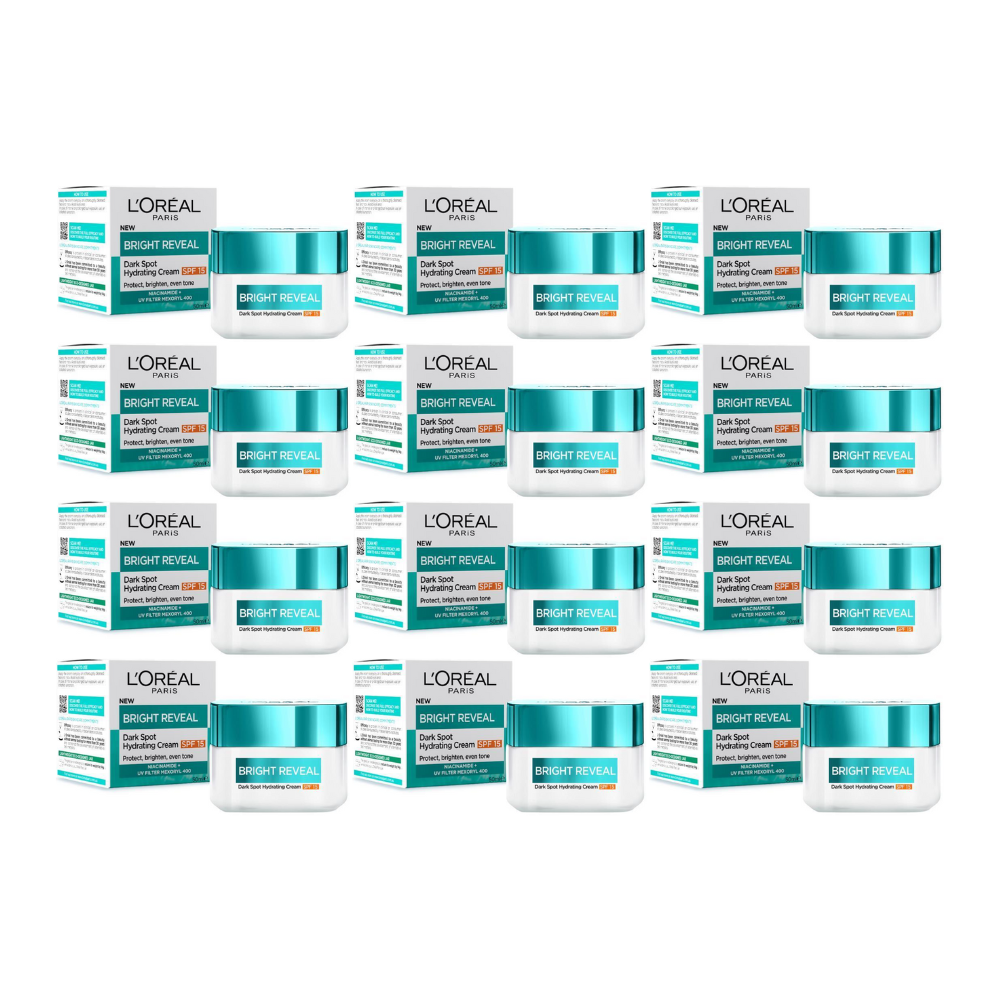 12x L'Oreal Paris Bright Reveal Dark Spot Hydrating Cream Moisturiser SPF15 50ml
