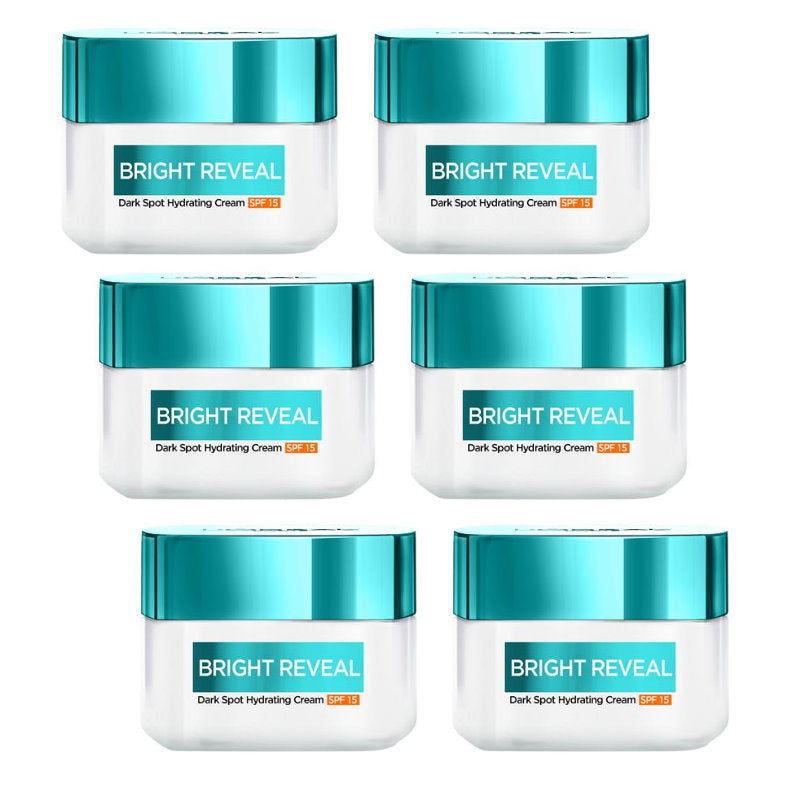 6x L'Oreal Paris Bright Reveal Dark Spot Hydrating Cream Moisturiser SPF15 50ml