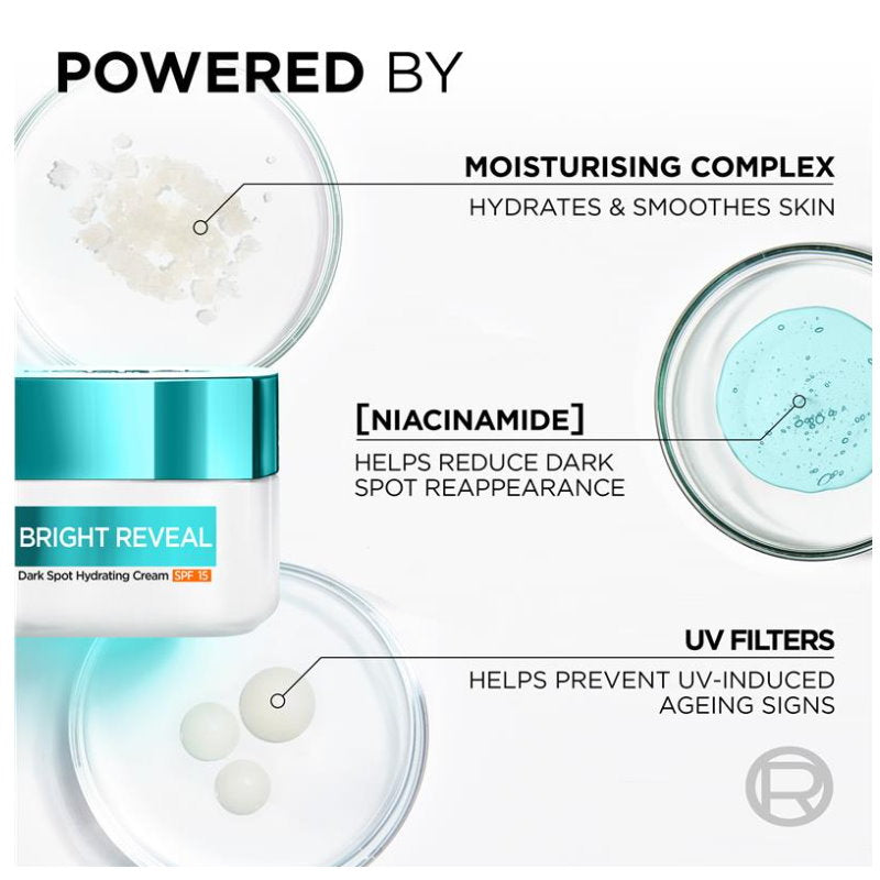 36x L'Oreal Paris Bright Reveal Dark Spot Hydrating Cream Moisturiser SPF15 50ml