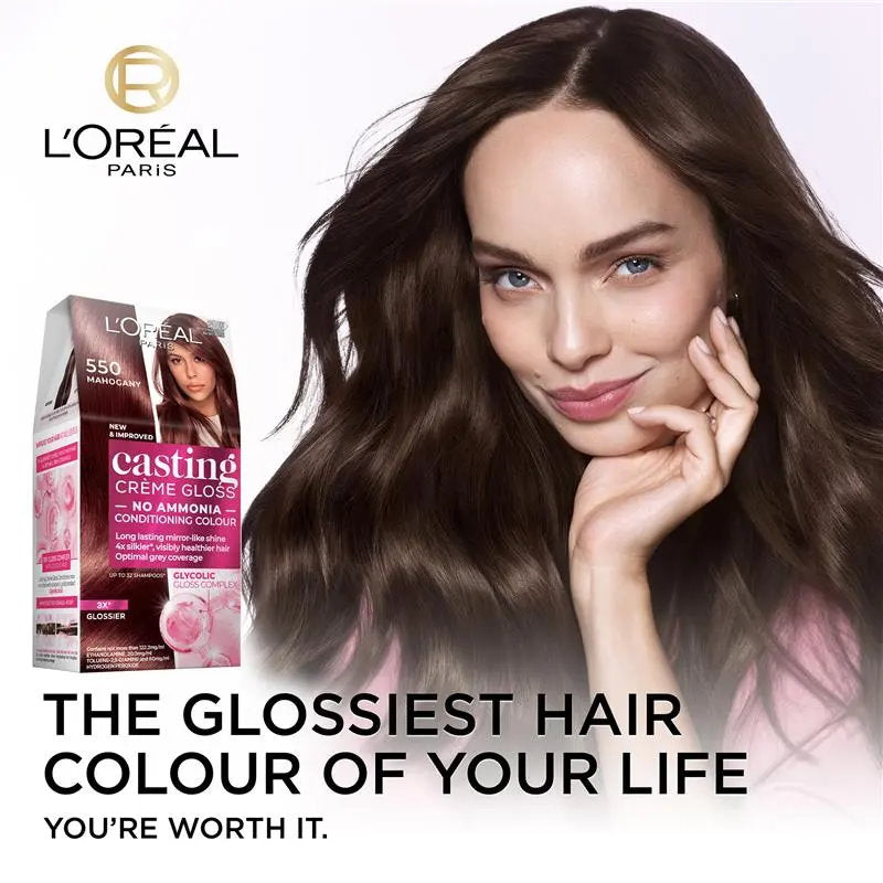 6x L'Oreal Paris Casting Creme Gloss Semi-Permanent Hair Colour 550 Mahogany