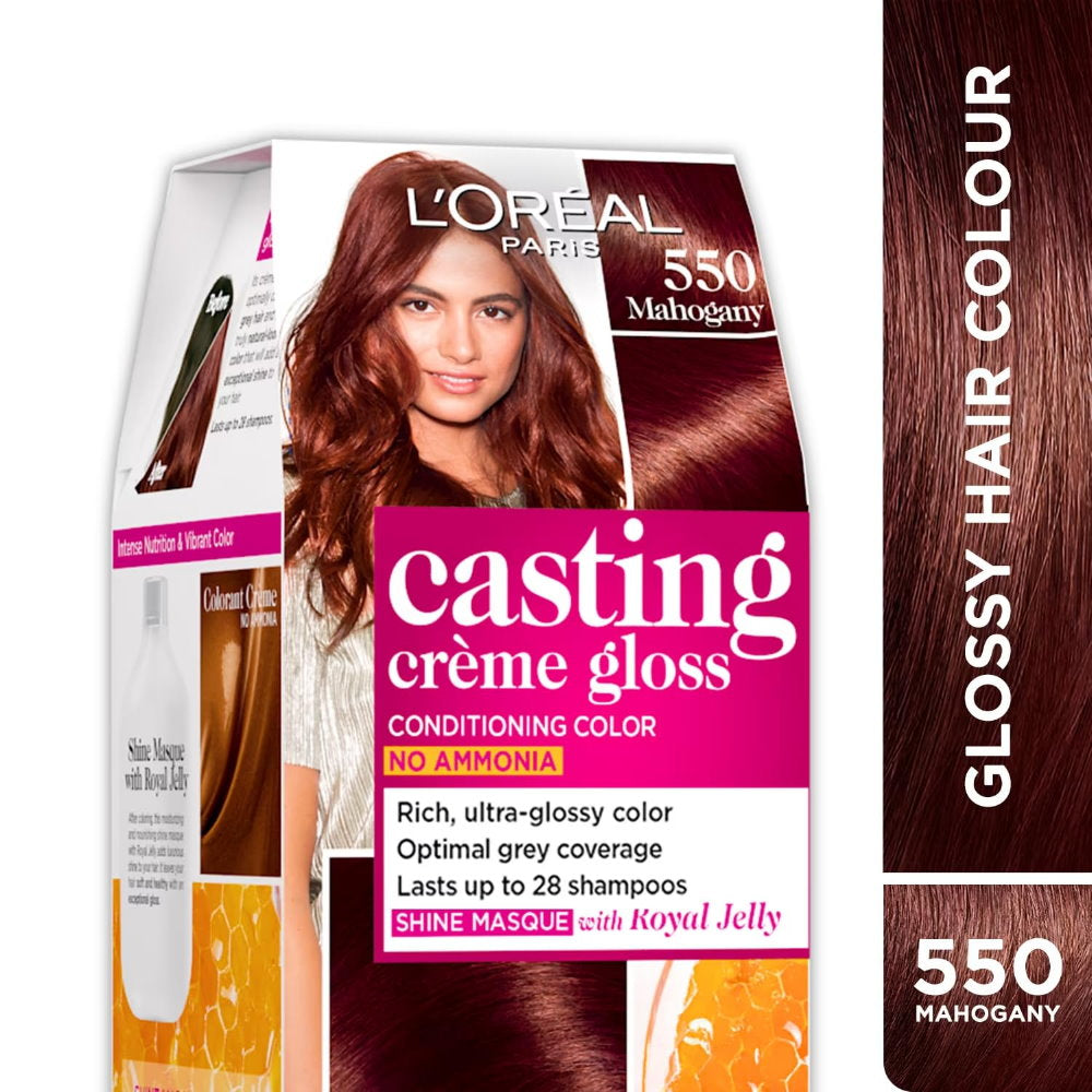 3x L'Oreal Paris Casting Creme Gloss Semi-Permanent Hair Colour 550 Mahogany