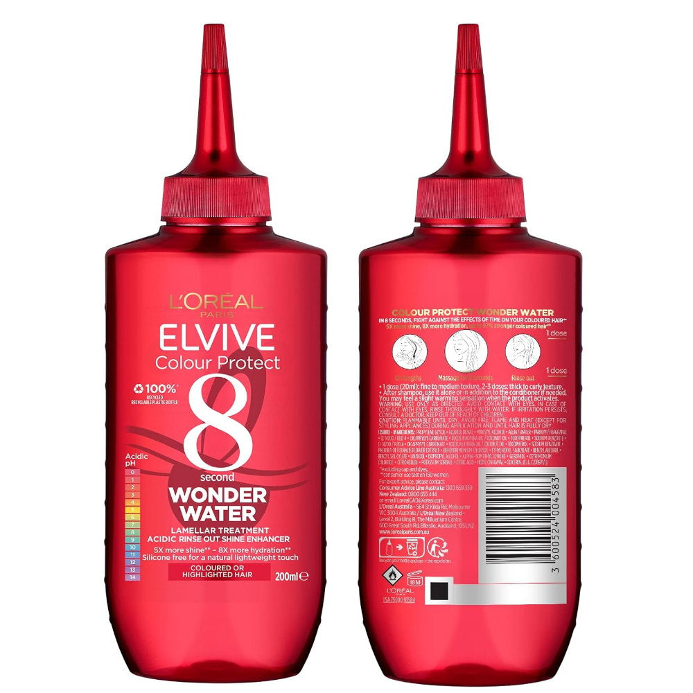 9x L'Oreal Paris Elvive Colour Protect Wonder Water Rinse Out Treatment 200ml