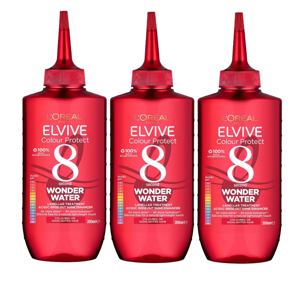 3x L'Oreal Paris Elvive Colour Protect Wonder Water Rinse Out Treatment 200ml