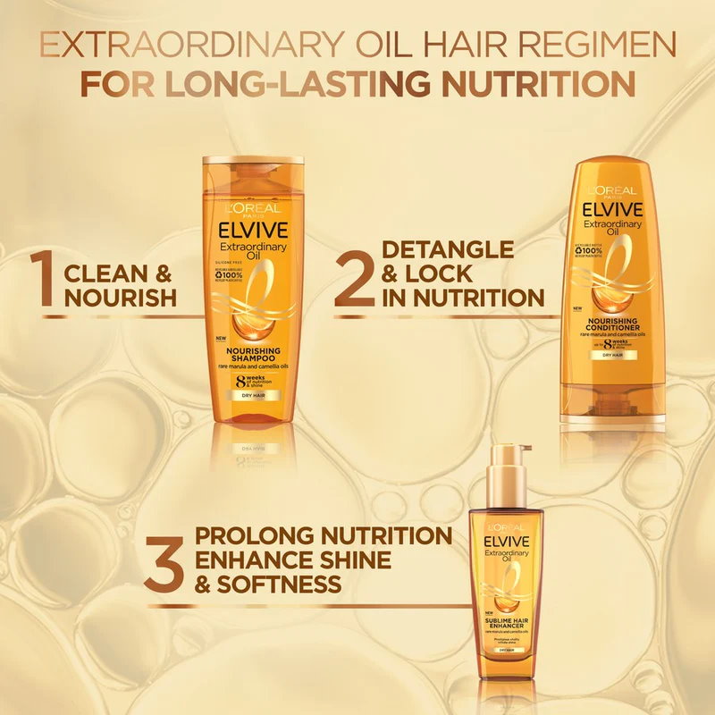 3x L'Oreal Paris Elvive Extraordinary Oil Nourishing Shampoo 700ml