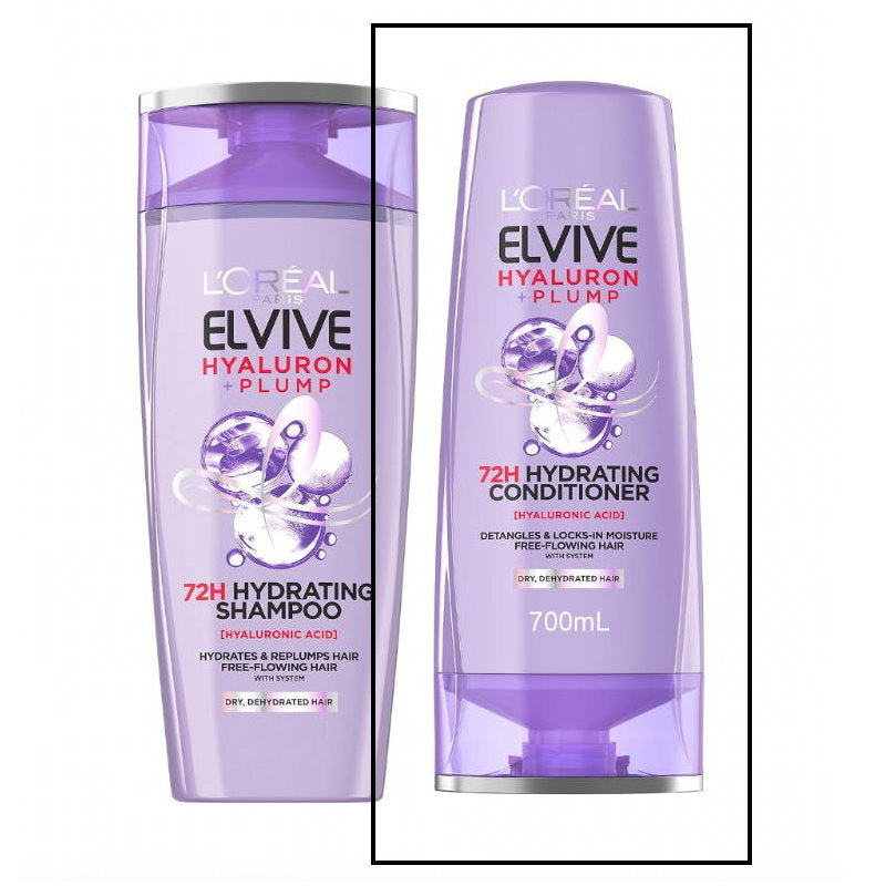 3x L'Oreal Paris Elvive Hyaluron Plump Hydrating Conditioner 700ml