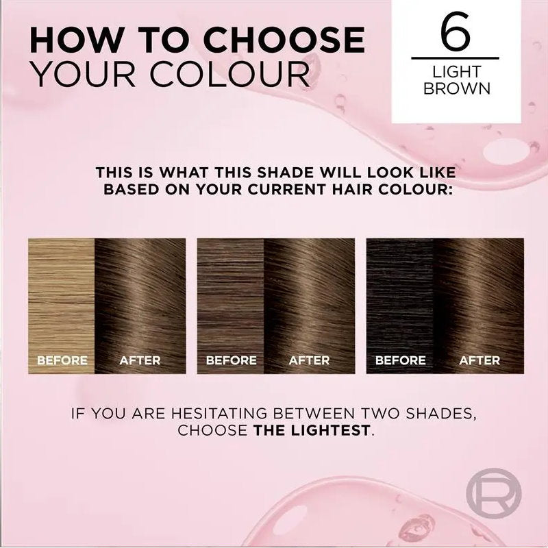 6x L'Oreal Paris Excellence Creme Hair Colour 6 Light Brown