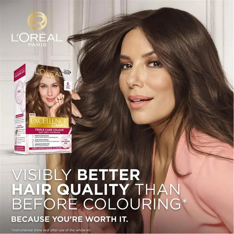 6x L'Oreal Paris Excellence Creme Hair Colour 6 Light Brown