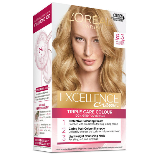 24x L'Oreal Paris Excellence Crème Permanent Hair Colour 8.3 Golden Blonde