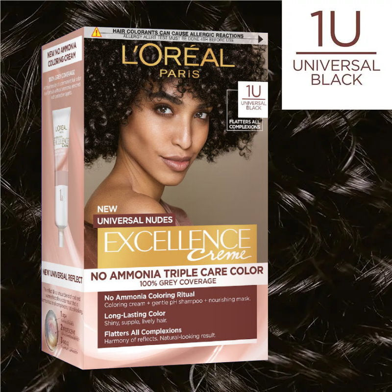 L'Oreal Paris Excellence Creme Universal Nudes Hair Colour 1U Black