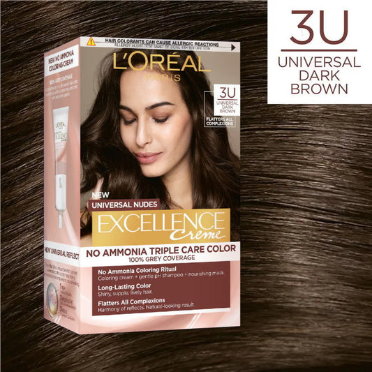L'Oreal Paris Excellence Creme Universal Nudes Hair Colour 3U Dark Brown