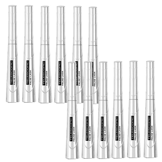 12x L'Oreal Paris Telescopic Lengthening Mascara 9ml Magnetic Black