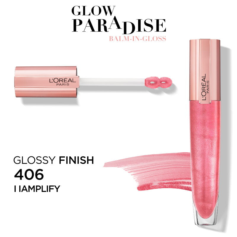 6x L'Oreal Paris Glow Paradise Plumping Lip Gloss 7ml 406 I Amplify