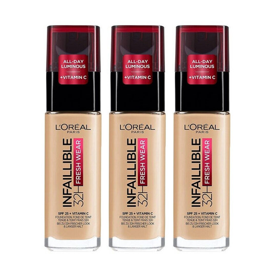 3x L'Oreal Paris Infaillible 32HR Freshwear Foundation SPF25 245 Golden Honey 30ml