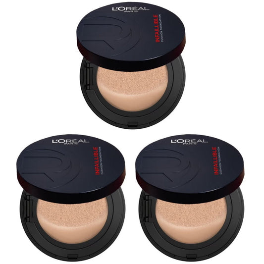 3x L'Oreal Paris Infallible 24H Fresh Wear Cushion Foundation 140 Neutral