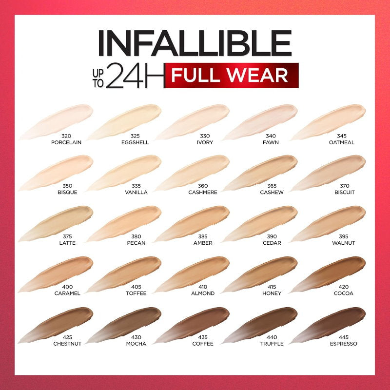 3x L'Oreal Paris Infallible 24H Full Coverage More Than Concealer 11ml 326 Vanilla