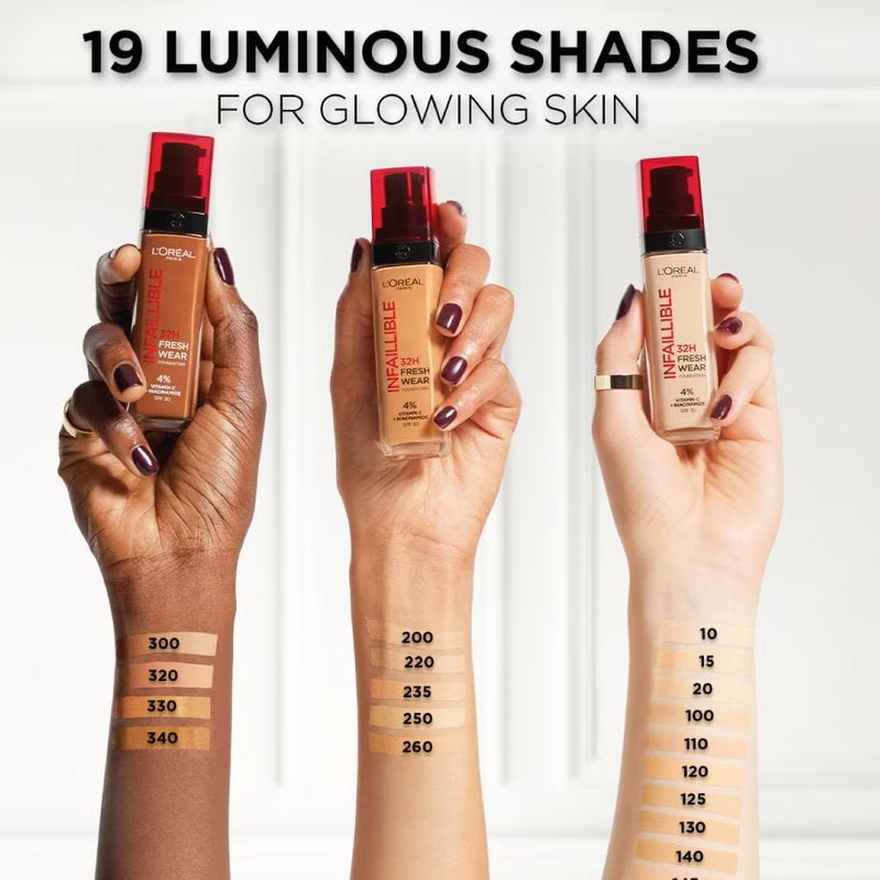 48pk L'Oreal Paris Infallible 32H Fresh Wear Foundation SPF 25 30ml - 145 Cool Rose