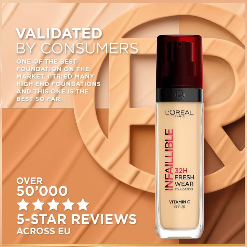 L'Oreal Paris Infallible 32H Liquid Foundation 30ml Shade 140 Cool Rose