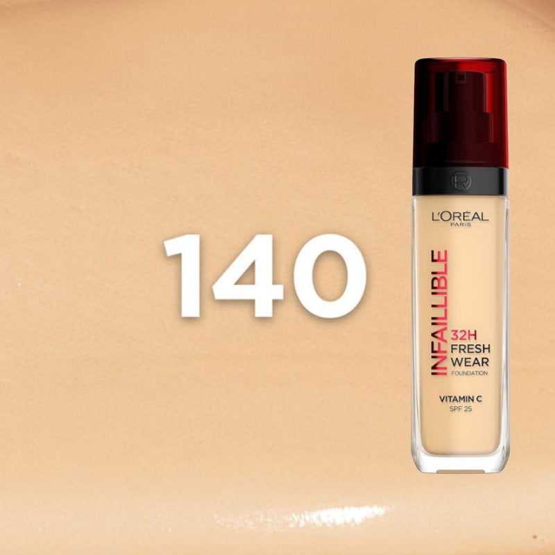 3x L'Oreal Paris Infallible 32H Liquid Foundation 30ml Shade 140 Cool Rose