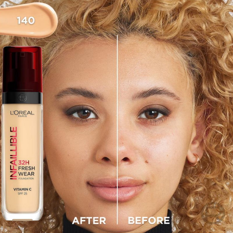 6x L'Oreal Paris Infallible 32H Liquid Foundation 30ml Shade 140 Cool Rose