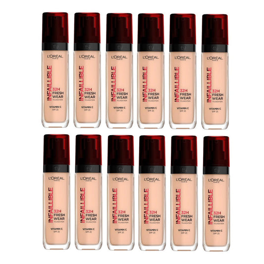 12x L'Oreal Paris Infallible Fresh Wear 32H Foundation - 145 Cool Rose