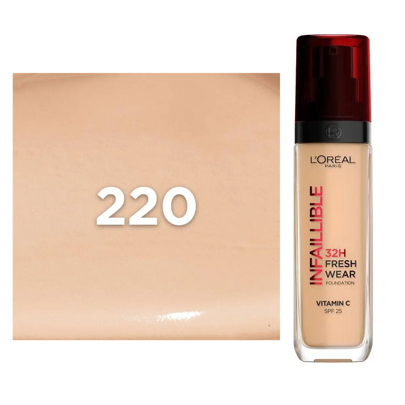 6x L'Oreal Paris Infallible 32H Freshwear Foundation 30ml 220 Sand / Neutral Undertone