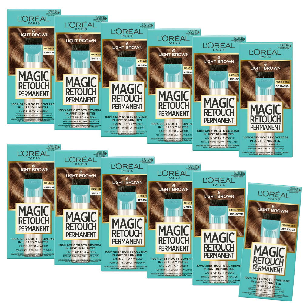 12x L'Oreal Paris Magic Retouch Permanent Hair Colour 6 Light Brown