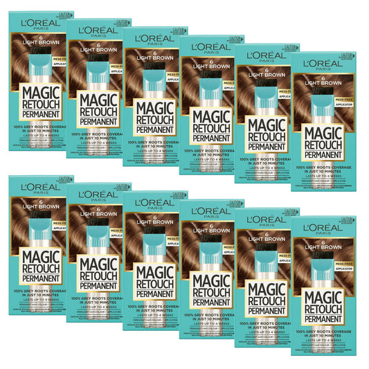 12x L'Oreal Paris Magic Retouch Permanent Hair Colour 6 Light Brown