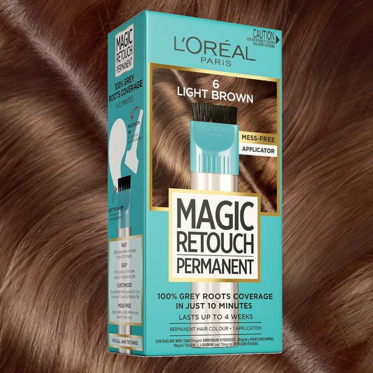 3x L'Oreal Paris Magic Retouch Permanent Hair Colour 6 Light Brown