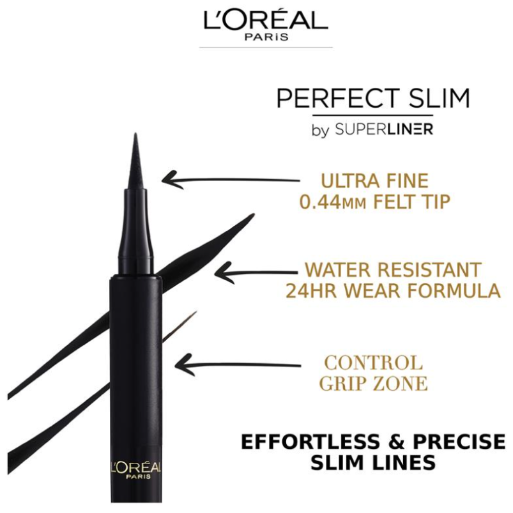 4x L'Oreal Paris Perfect Slim Eyeliner Intense Black 1.2ml