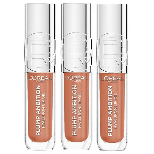 3x L'Oreal Paris Plump Ambition Hyaluron Lip Oil - 641 Latte Glace