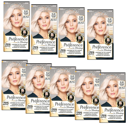 9x L'Oreal Paris Preference Hair Colour 11.21 Moscow Ultra Light Cool Pearl Blonde