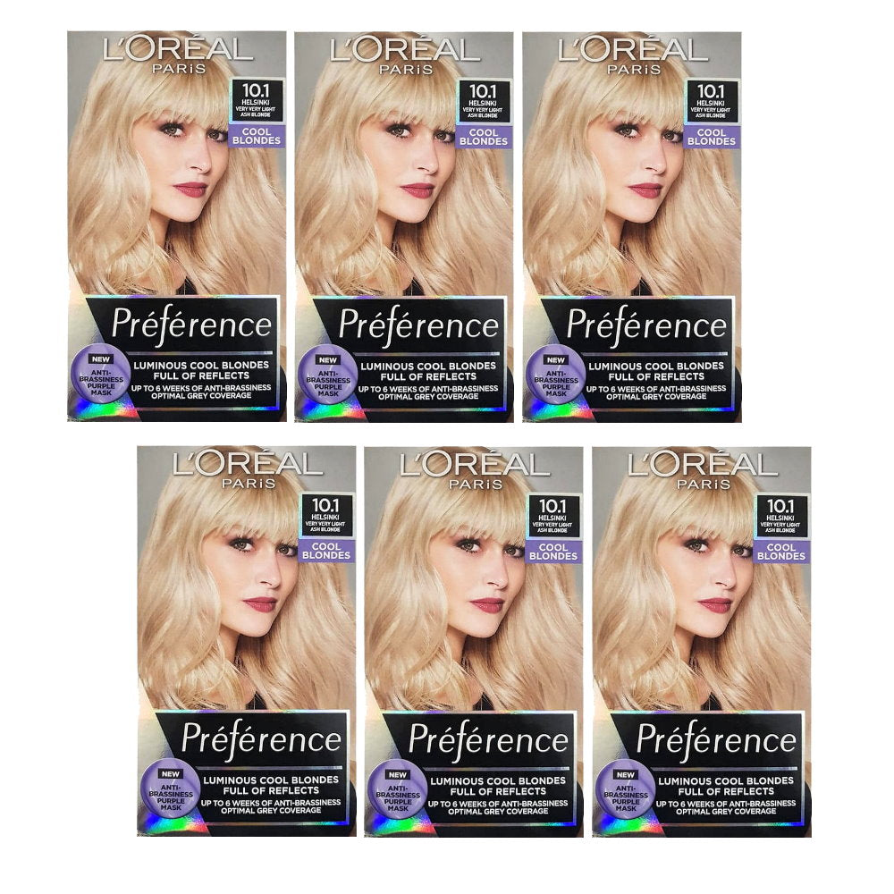 6x L'Oreal Paris Preference Permanent Hair Colour 10.1 Helsinki